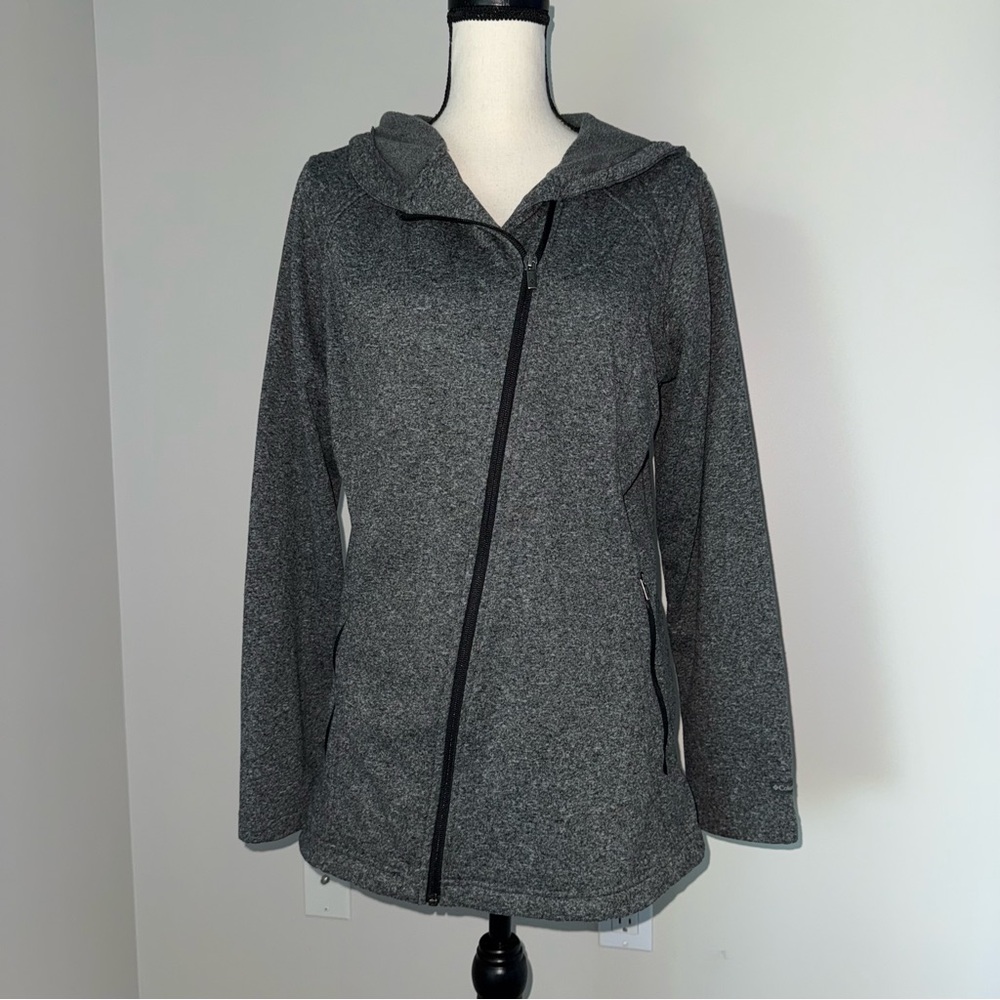 Columbia Women’s fitted Grey Arhletic Zip‎ up hoodie jacket size Large Fall